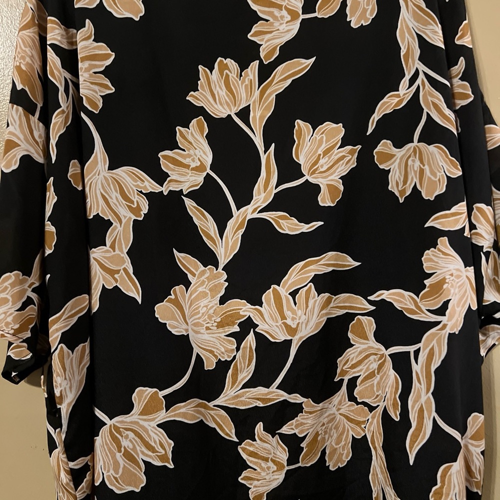 Maison Du Soir Selena Kimono S/M Black Gold Floral Belt Duster Jacket Robe J7 - Picture 11 of 12